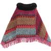 Color Ethnic Style Pullover Cape Women's Fur Collar Women's Knitted Cape Warm Autumn and Winter Shawl