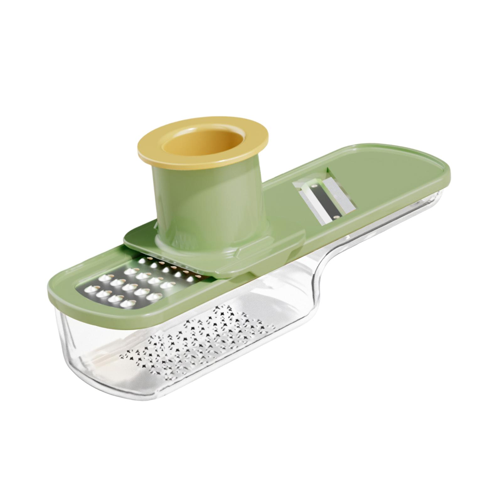 

3 in 1 - Ginger Garlic Grater, Mini Mandoline Slicer Vegetable Chopper with Container, for Camping Cooking and Picnic зелёный