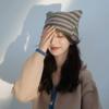 Cappelli Berretto a Maglia Y2K con Orecchie da Gatto Carine per Donna Invernali Caldi a Righe Coreani Punk Gotici Streetwear Cappello a Secchiello Fatto a Mano all'Uncinetto