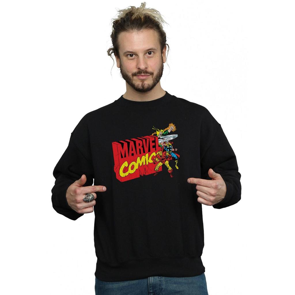 Marvel Comics Mens Vintage Logo Blast Sweatshirt