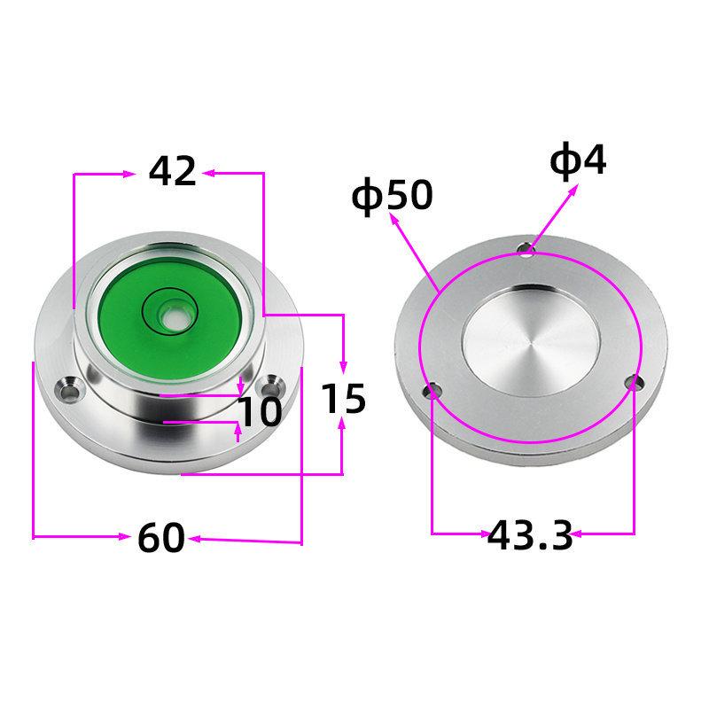 HACCURY Round Metal Spirit Level with Base Mounting Holes