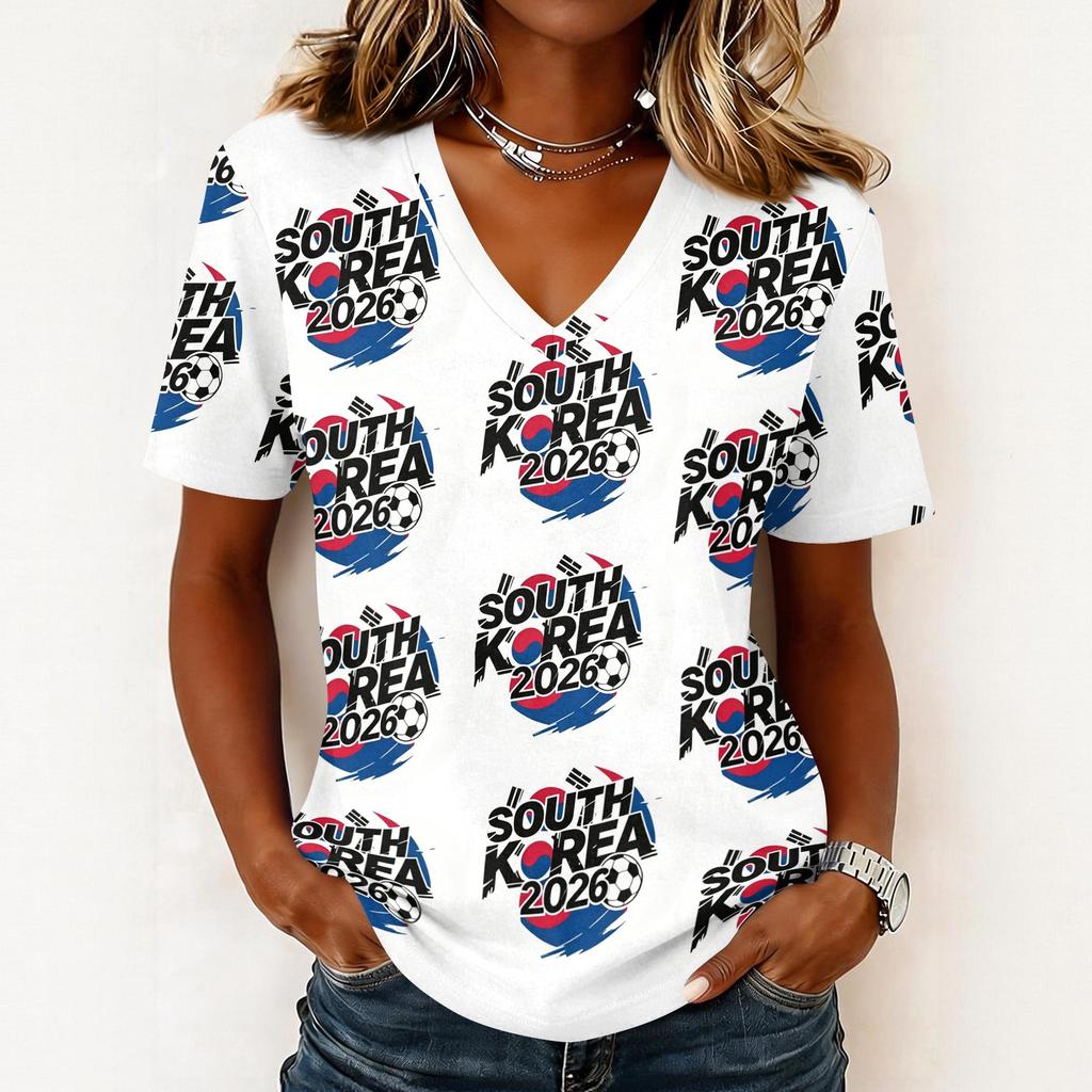 Womens Casual V Neck Pullover Short Sleeve Top Soccer Print Summer Tee Shirt Lightweight Comfortable Soft Fabric