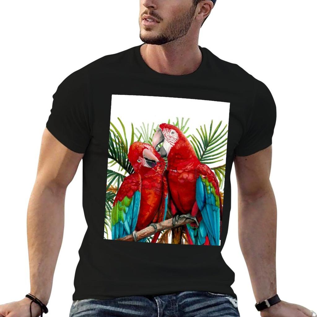 Macaws In Love T-Shirt Man T Shirt Graphic T Shirt Man Plain Man T Shirt Designer T-shirt