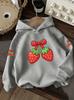 Kids' Casual Hoodie with a Cute and Sweet Strawberry Print, a Versatile Everyday Style, Suitable for Children Aged 3 and Up.