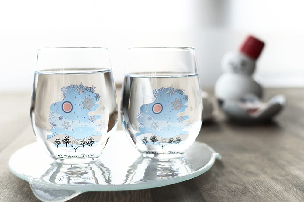 Als Marumo Takagi Pottery Kaltfühlendes Schneekristall Freiglas Doppelset Schneekristallmuster Ändert sich mit der Temperatur Geschenk Cheers Glas Freiglas