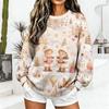 Women's Casual Christmas Print Crewneck Sweatshirt Long Sleeve Holiday Pullover Top