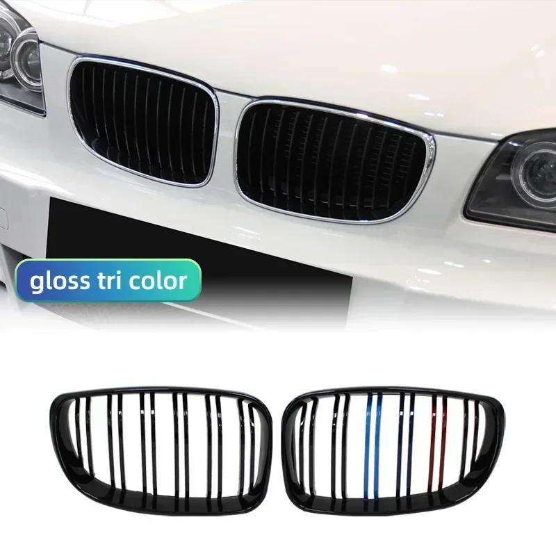 Car Glossy Black Grill Front Kidney Grille Dual Slats Double Line Grills for BMW E81 E87 E82 E88 128I 130I 135I Selected 07-11