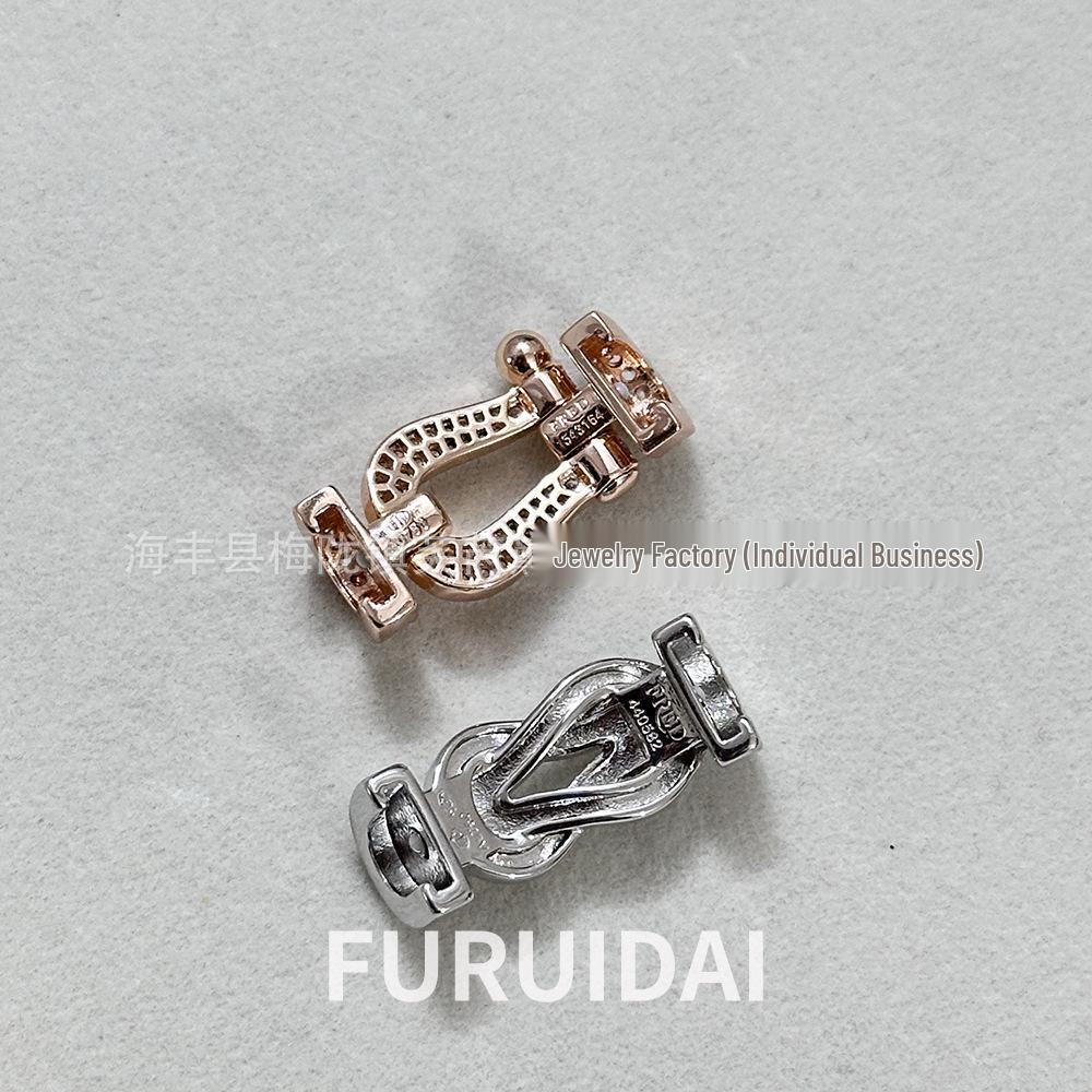 Fei Jia Horseshoe & Eight-Character Buckle Diamond Nylon Bracelet for Couples