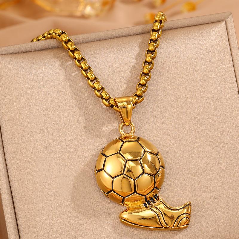 Titanium Steel Necklace, Gold Cup Foot Boots Pendant, Trend World Cup Necklace, Fan Football Manchester United Fashion Necklace.