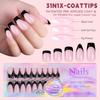 150Pcs Black French Tip Gel Nail Tips Short Coffin Shape Press on Nails Short for Women False Nails 15 Sizes