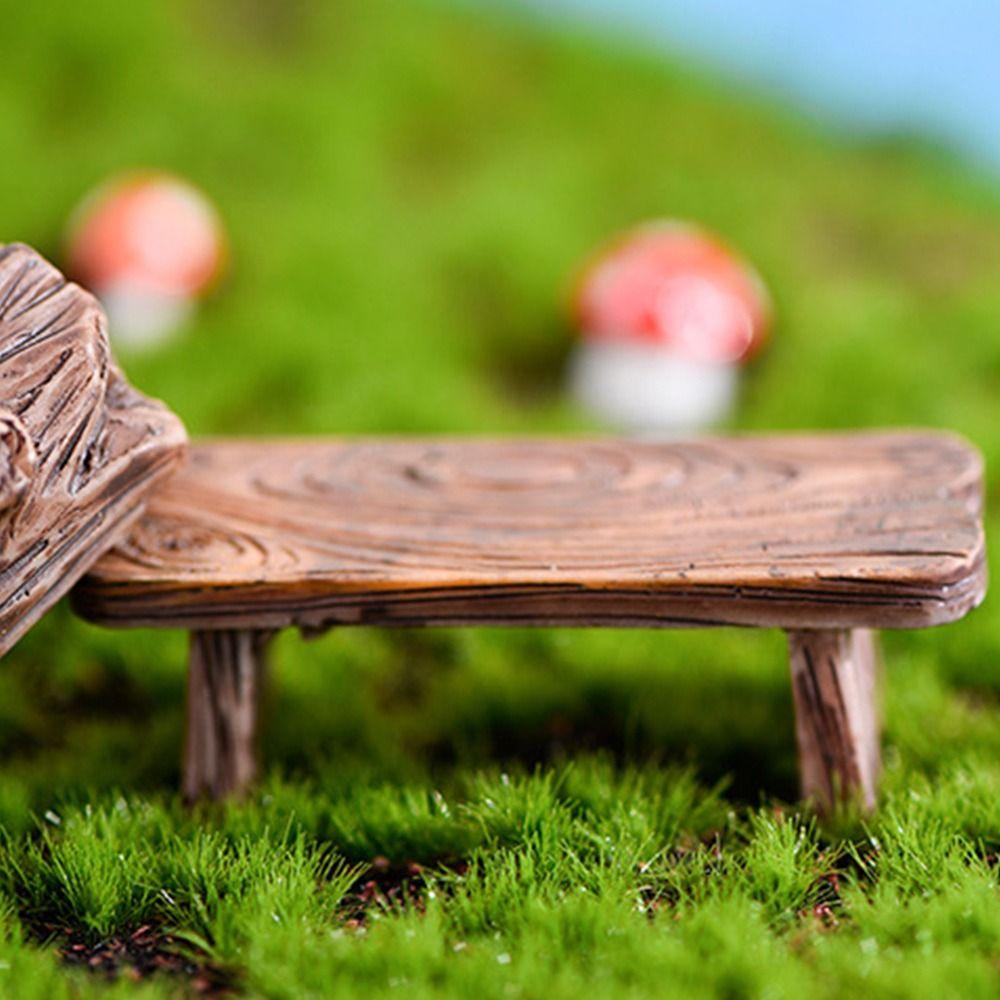 Romantic Mini Wooden Chair Figurine Dolls Succulents Bonsai Ornaments DIY Resin Love Stool