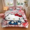 3pcs Cute Hello Kitty Design Printed Quilt Set Soft and Comfortable Quilt Cover for Bedroom, Guest Room Bedding Set  W022