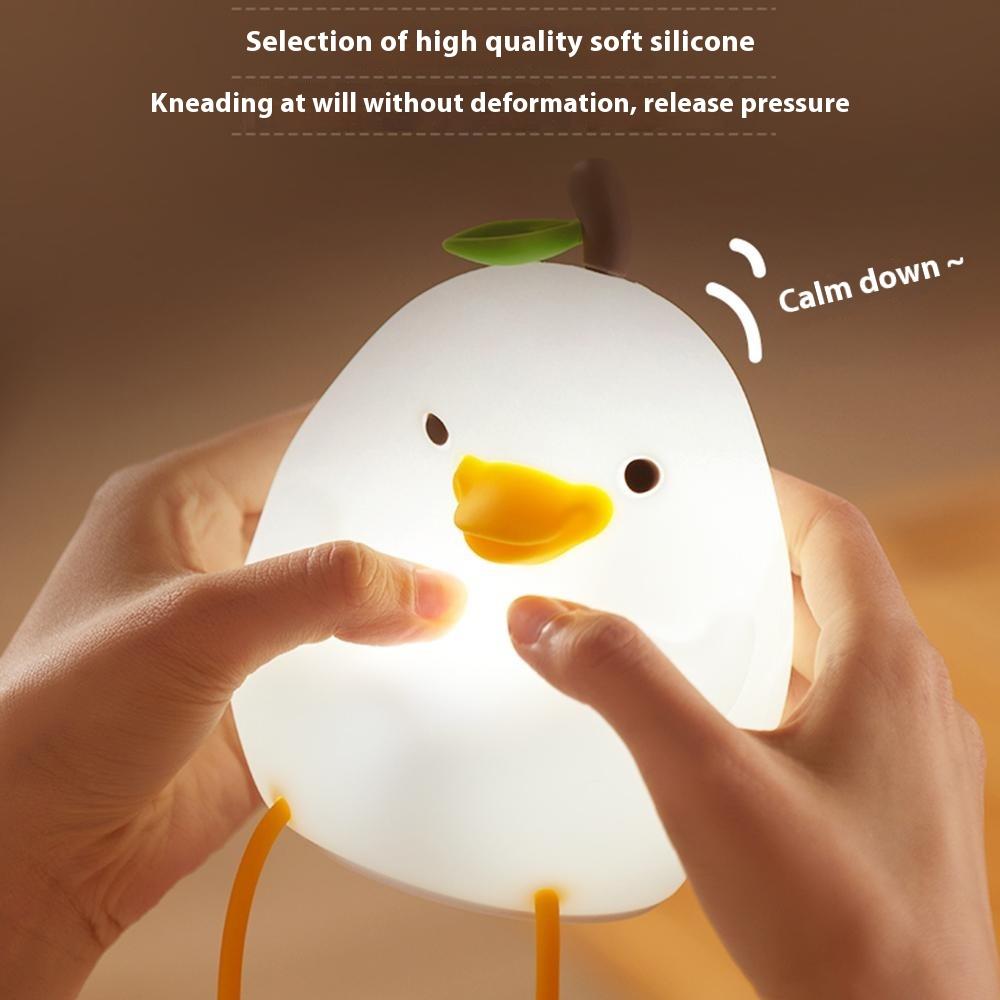 

Pear Duck Night Light for Kids Cute Silicone Nursery Nightlight 3 Level Dimmable Tablet Lamp A