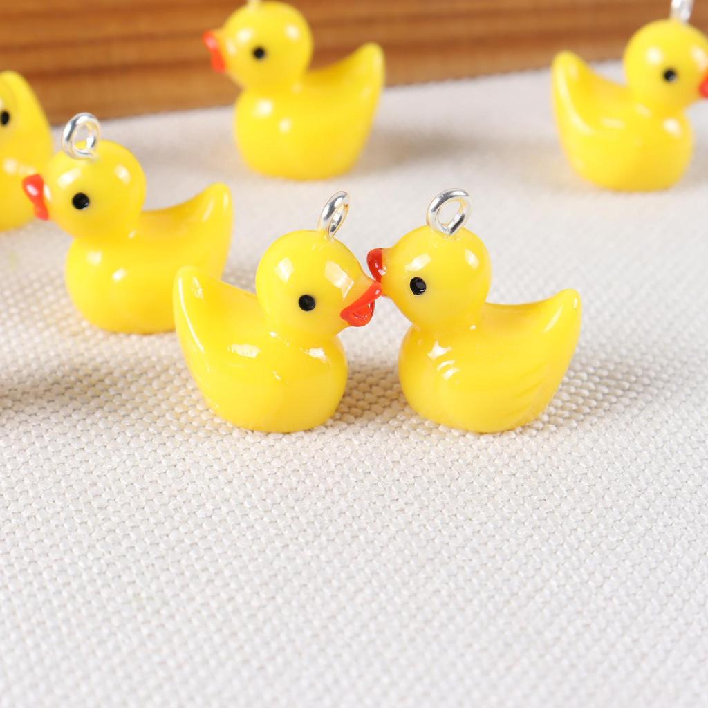 Realistic Animal Cartoon Resin Pendants: Yellow Duck & Turtle for DIY Earrings, Bracelets, Necklaces