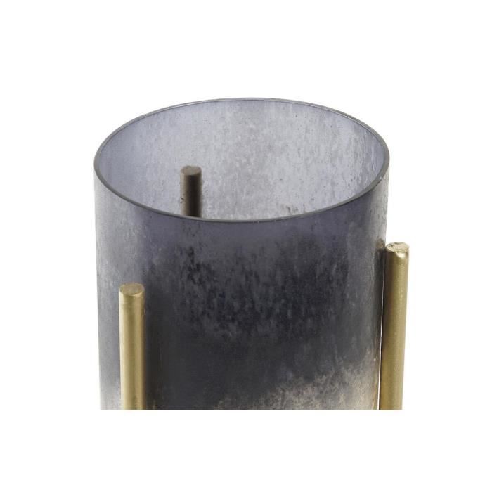 Bougeoir - Verre doré et métal bicolore - 10 x 10 x 23 cm - Décoration intérieure - Ambiance chaleureuse