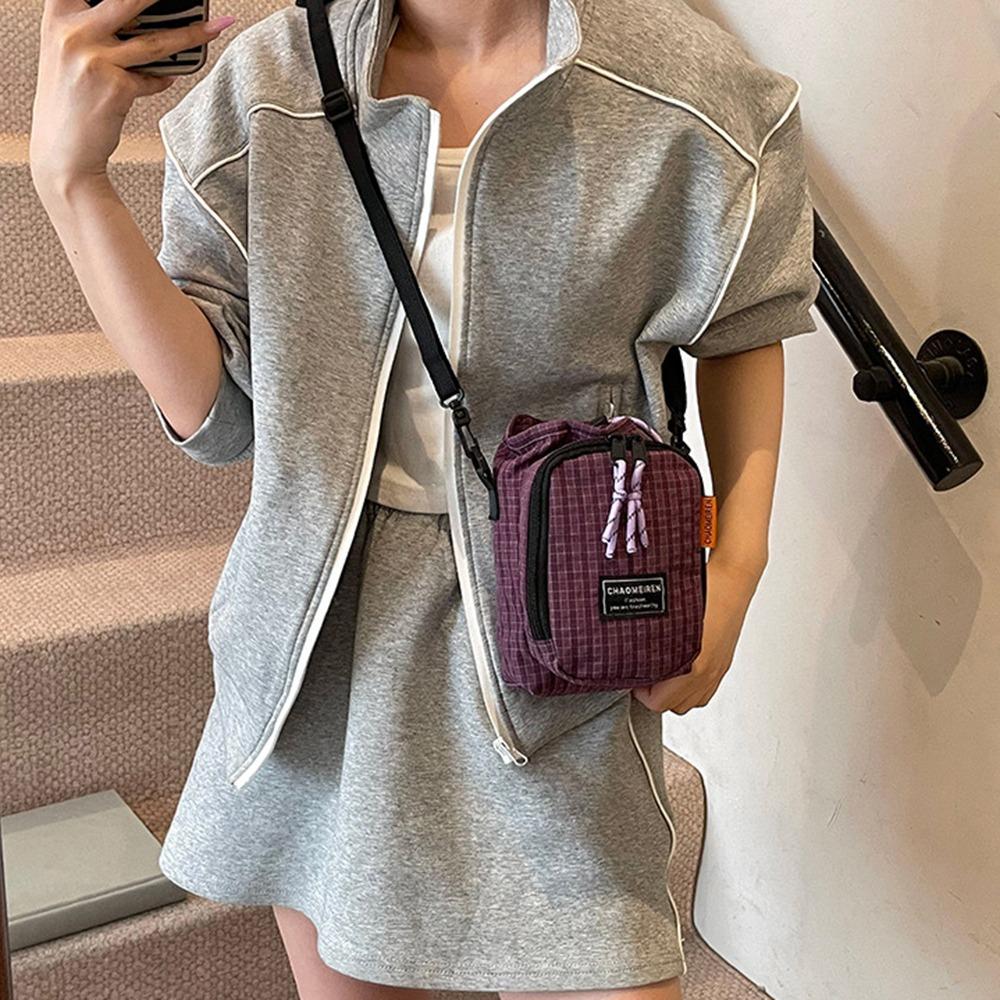 Adjustable Strap Nylon Crossbody Bag Casual Mini Square Bag Simple Mobile Phone Pouch  Male/Female
