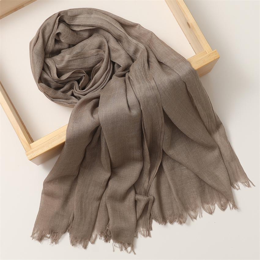 Foreign Trade Silk Scarf Cotton And Linen Headscarf Women'S Spring And Summer Solid Color Japanese And Korean Scarf Sun Protection Warm Shawl Hair