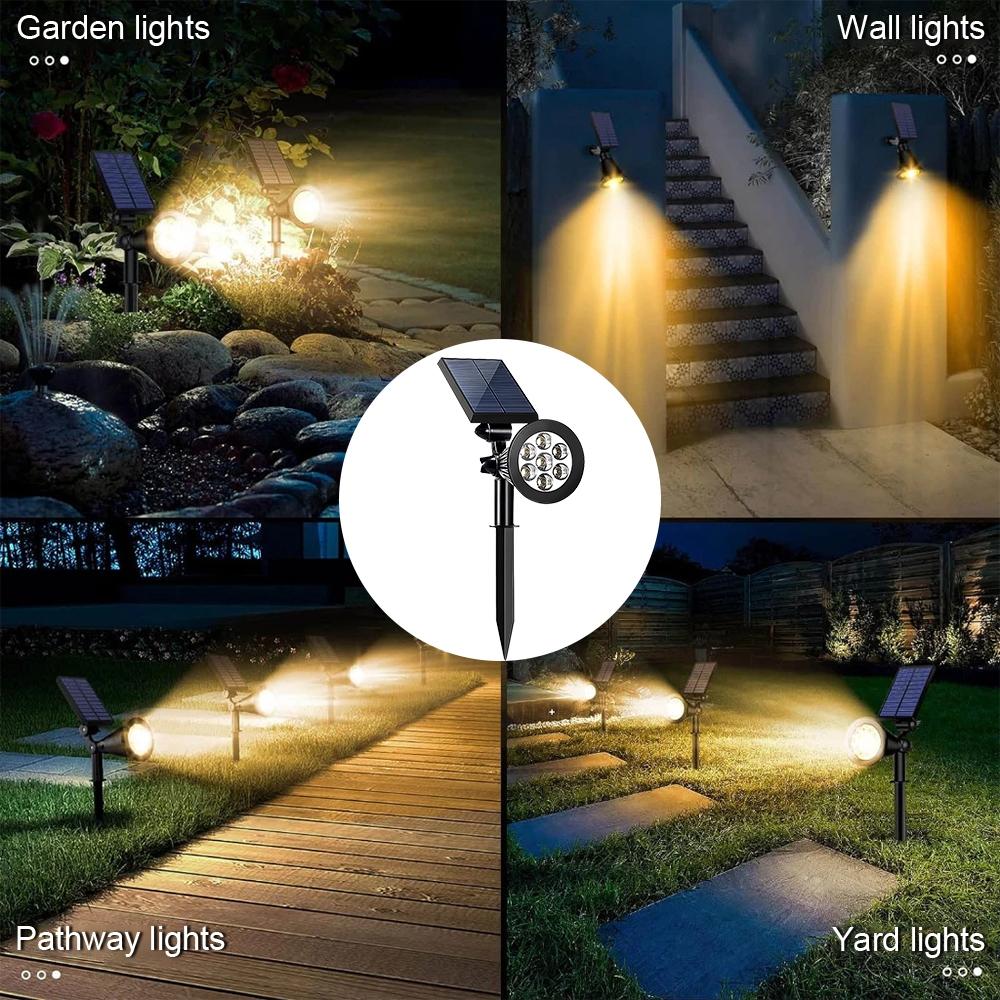 Solar Lights, Outdoor Lawn Lights, 7 Grounding Plugs, LED Garden Solar Spotlights, Decorative Lights, Lawn Landscapes, White/warm/color Lights