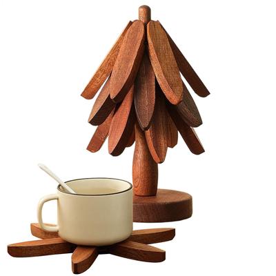 3PCS/4PCS/5PCS Wooden Trivet Tree Wooden Insulation Trivet Tree Anti-Scalding Cookware Coaster Pots Coasters Multipurpose