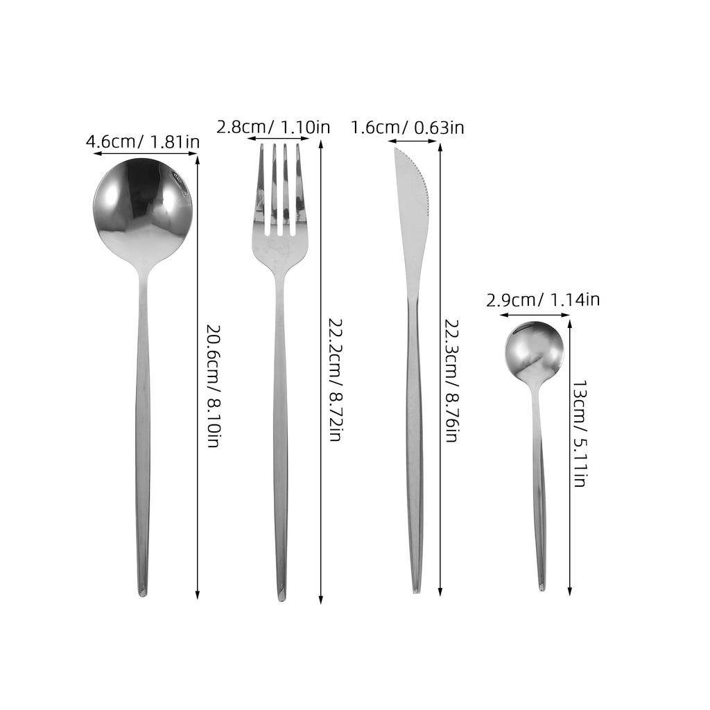 6 Sets Stainless Steel Dinnerware Steak Western Food Flatware Forks Spoons Cutters Reusable Utensil Set for Family Dinners Party