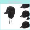 N Letters Black Cotton Hat Elderly Men Winter Large Ear Protection Thick Warm