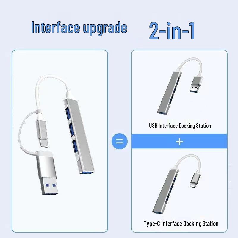 Dual-Head USB-C To 4-Port USB 3.0 High-Speed Hub Splitter