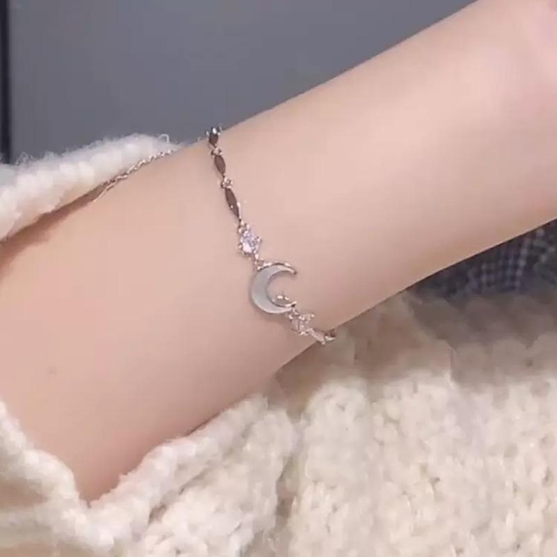 Women Light Luxury Star Moon Mother Of Pearl Bracelet Fashion Hand Jewelry