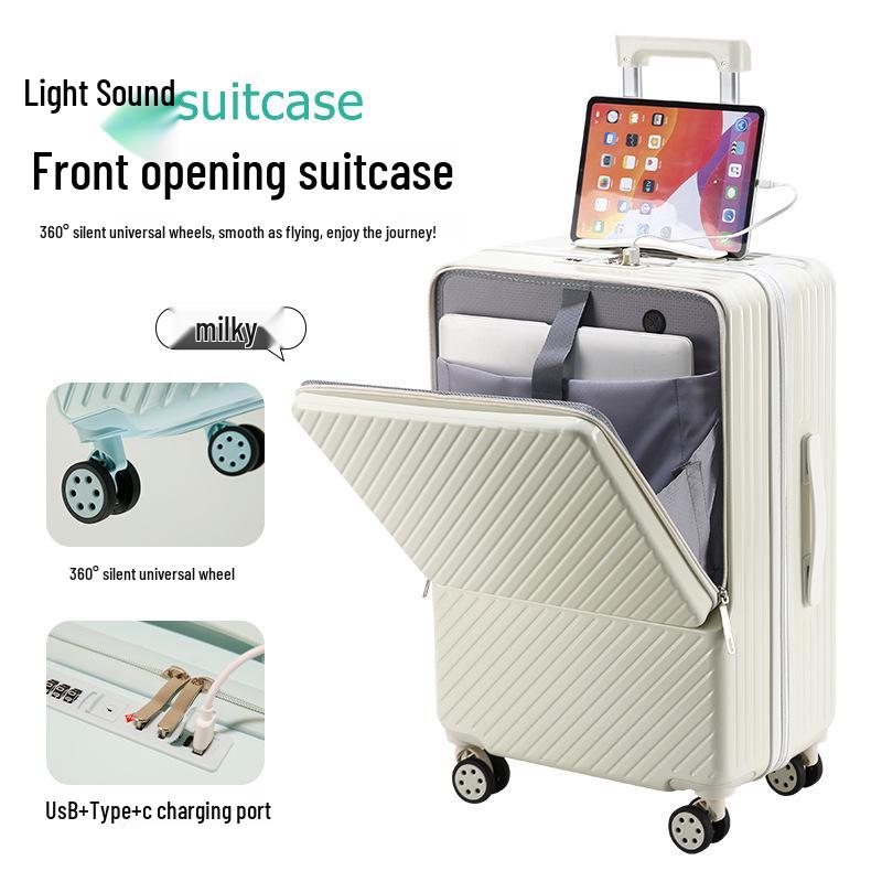 24-Inch Silent Universal Wheel Suitcase with Front Opening and Combination Lock
