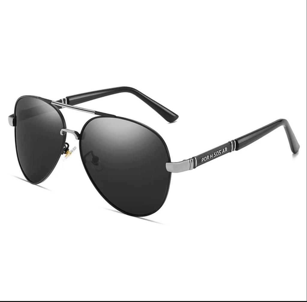 Herr Retro Pilot Polariserade Metallsolglasögon - Stort Ramverk Körglasögon