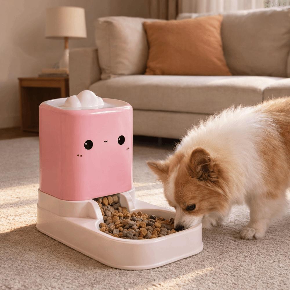 Large Capacity Cat Automatic Feeder Durable Cartoon Shape Cat Food Dispenser Anti Spill Plastic Dog Feeder Multi Pet Household