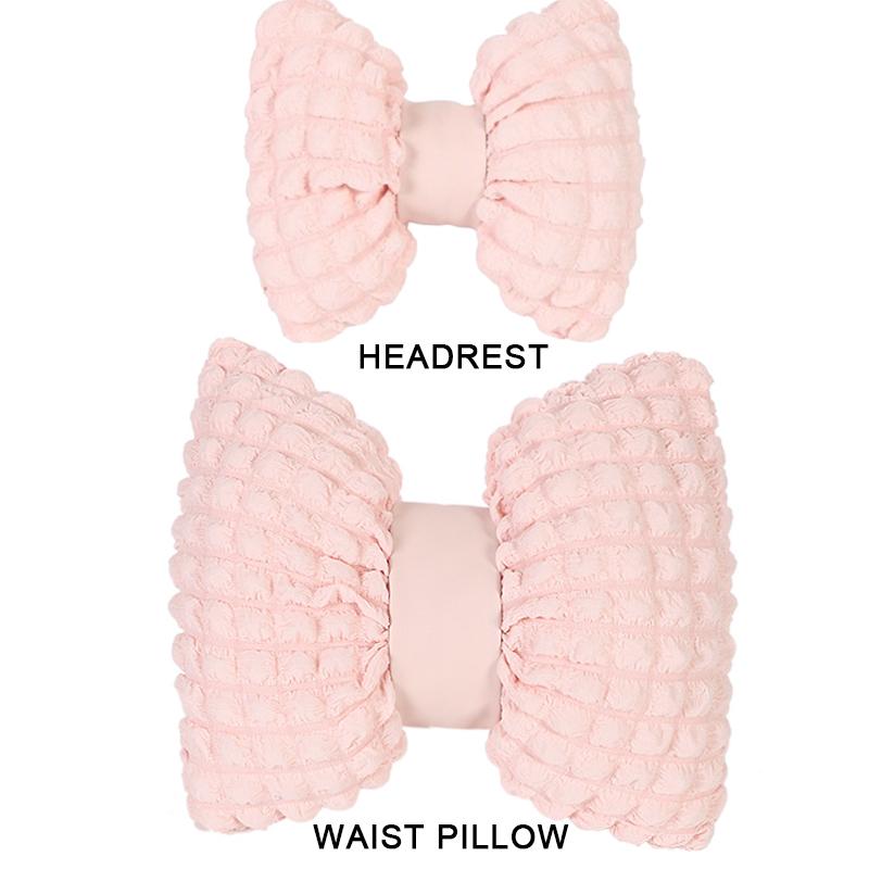 Car Interior Decoration Pillow Soft Pink Car Neck Pillow Headrest Lumbar Support Cartoon Bowknot Waist Pillow Comfort