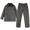 Three-Layer Padded Pajamas Men'S Winter Thickened And Velvet Woven Pure Cotton Warm Padded Jacket Anti-Static Loungewear Set