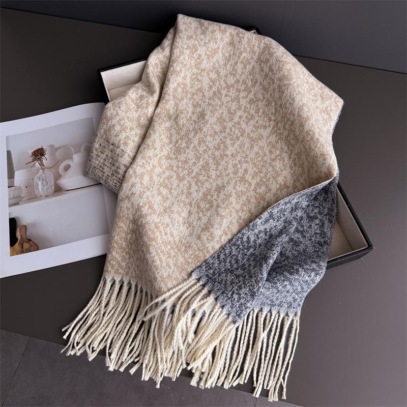 

Шарф-манишка для женщин Зимний Утолщенный Кисточка Пашмина Шаль Искусственный Кашемир Накидки Осенний Элегантный Женский Плед для Мужчин