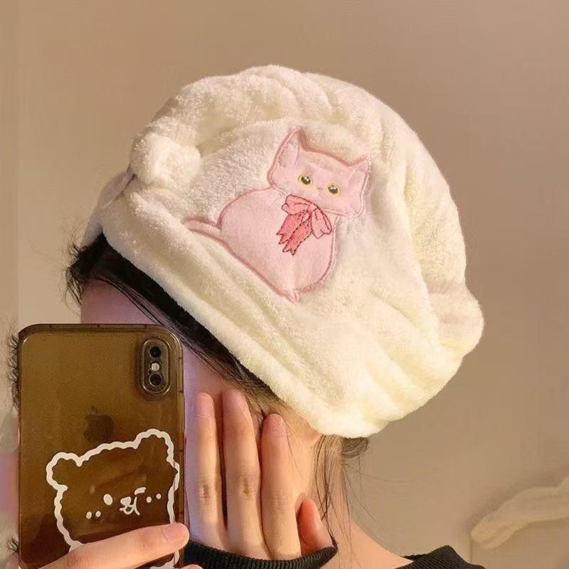 Cute Cat Hair Drying Cap - Quick-Dry, Absorbent Towel Wrap Cute Cat (Drying Cap 25*65) белый