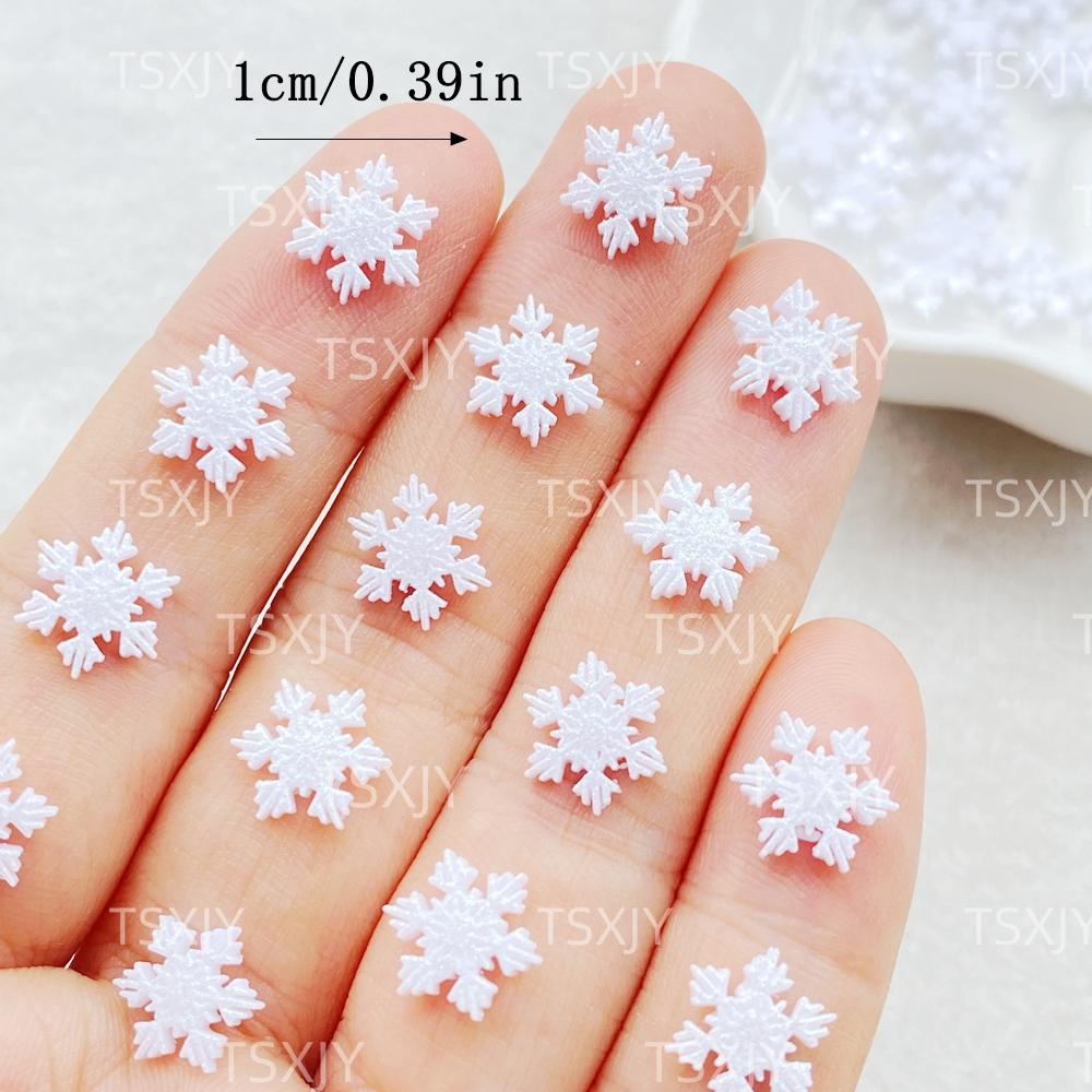 100pcs Resin Mini Cute Mini White Christmas Snowflakes Nail Art Flatback Rhinestone DIY Christmas Scrapbook Crafts