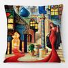 Middle East Arabic Muslim Islam Arabian Woman Portrait Poster Paintings Cushion Cover Decorative Pillows For Sofa