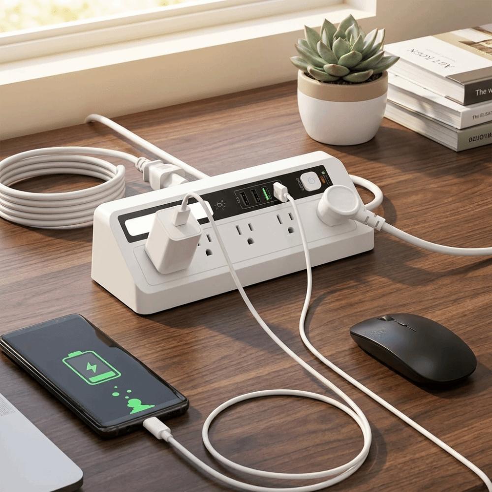 Touch Activated Desktop Charging Strip 3 Color USB Charging Station Home Workspace