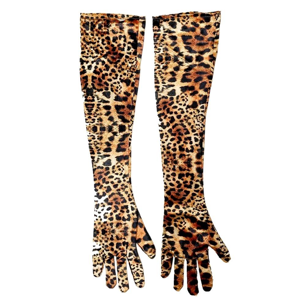 

Cosplay Leopard Print Gloves Stage Performance Etiquette Mittens Fashion Velvet Long Gloves Winter Style B