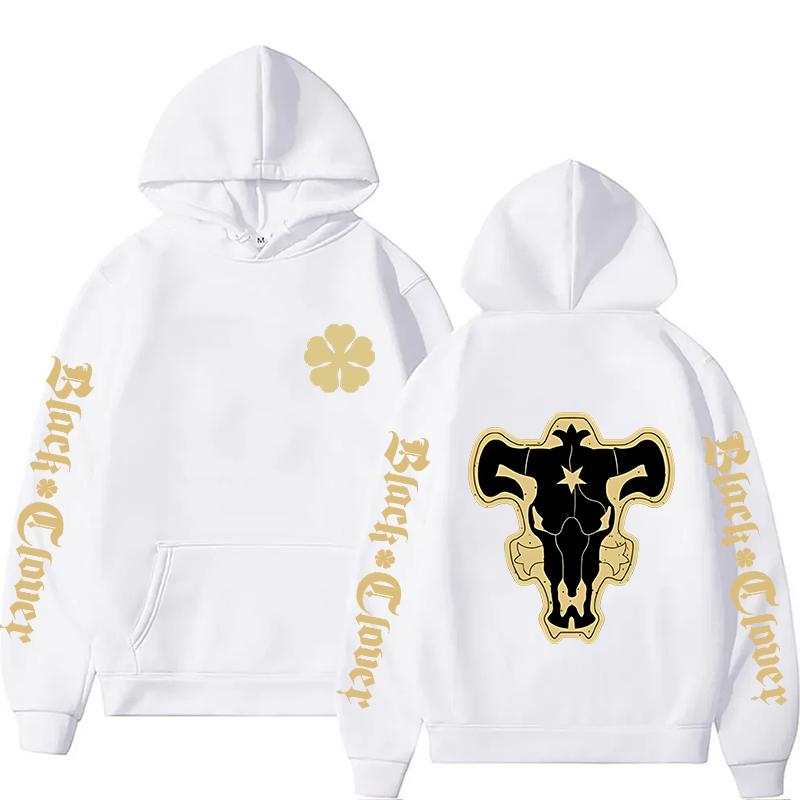 Anime Black Bulls Squad Emblem Hoodies Comfortable Long Sleeves Sweatshirts Men Women Casual Oversized Streetwear Tops