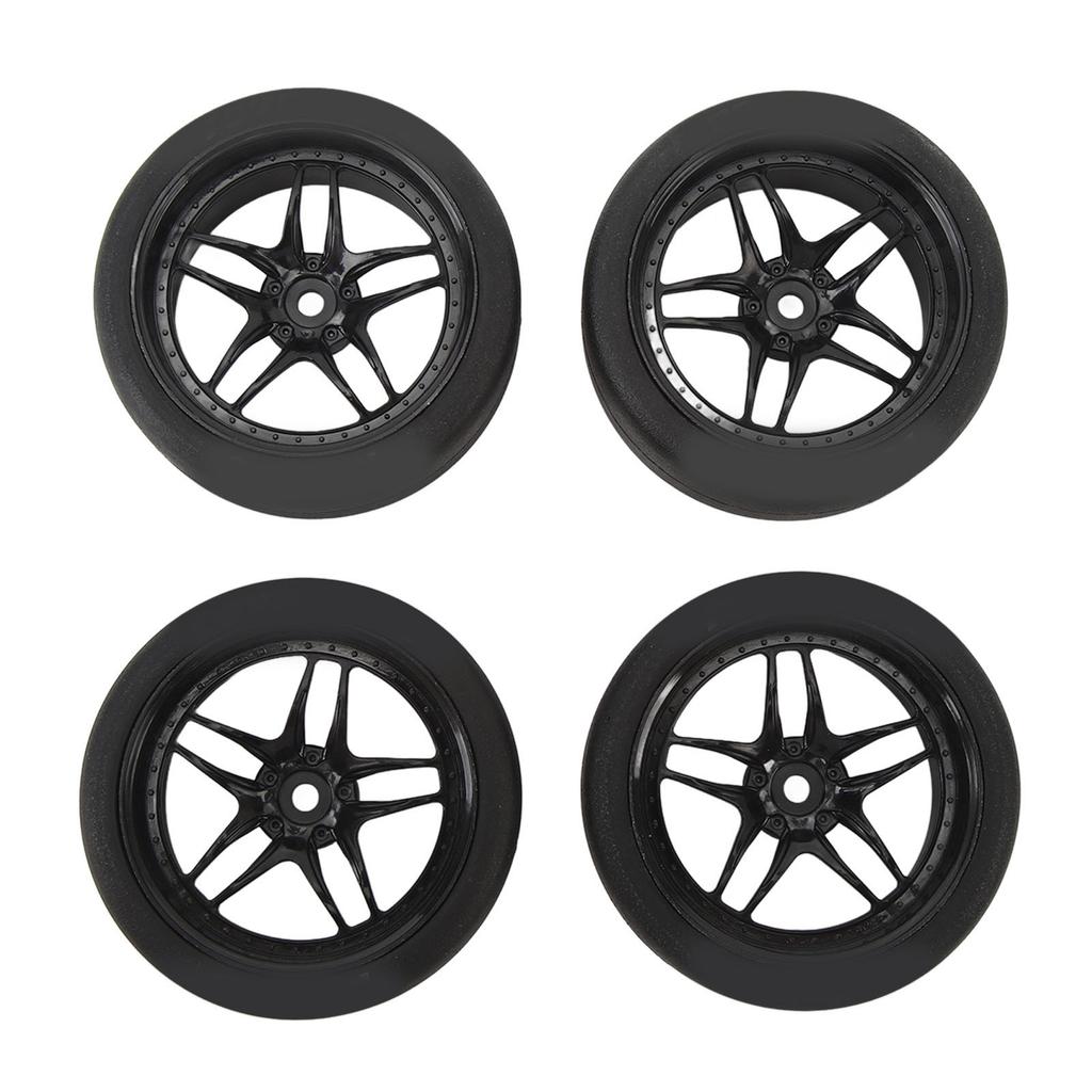 4pcs RC Tires Wheels Rims Sets 12mm Hex Wheels Rims Rubber Tires Width 26mm for 110 RC Racing Car
