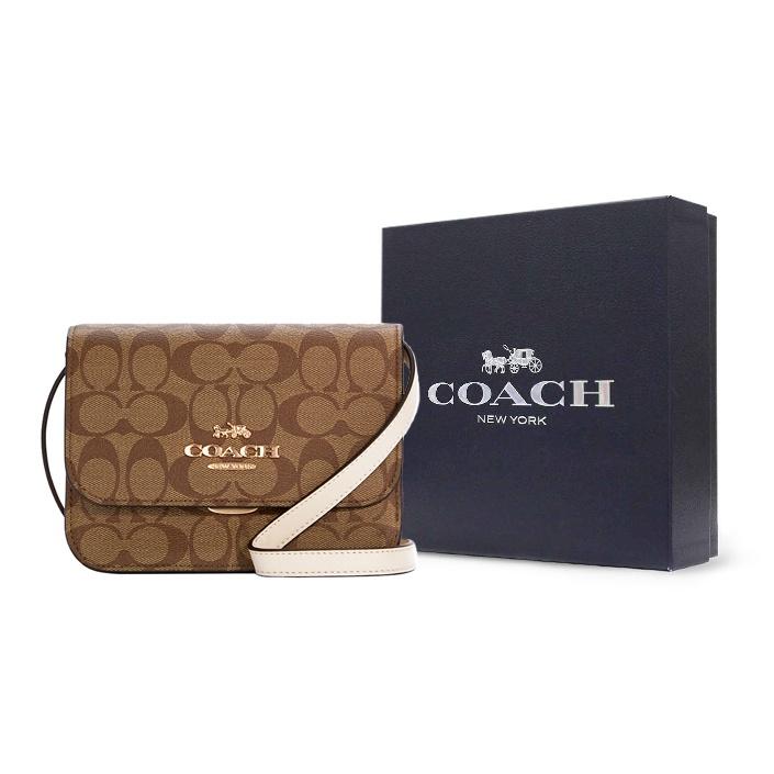 Coach Brynn 18 Classic Monogram Print Detachable Shoulder Strap Flap Canvas And Leather Crossbody Bag Small Women Crossbody Bag Brown C5592-IMDJ8