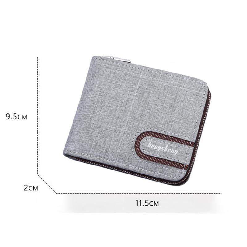 Lässige kurze Brieftasche für Herren aus Canvas, solide kurze Brieftaschen für Männer, Reißverschluss, Vintage-Geldbörse für Männer, Münzfach, multifunktionale Karten-Brieftasche