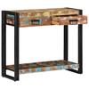 Console Table with Shelf Multicolored Solid Upcycled Wood
