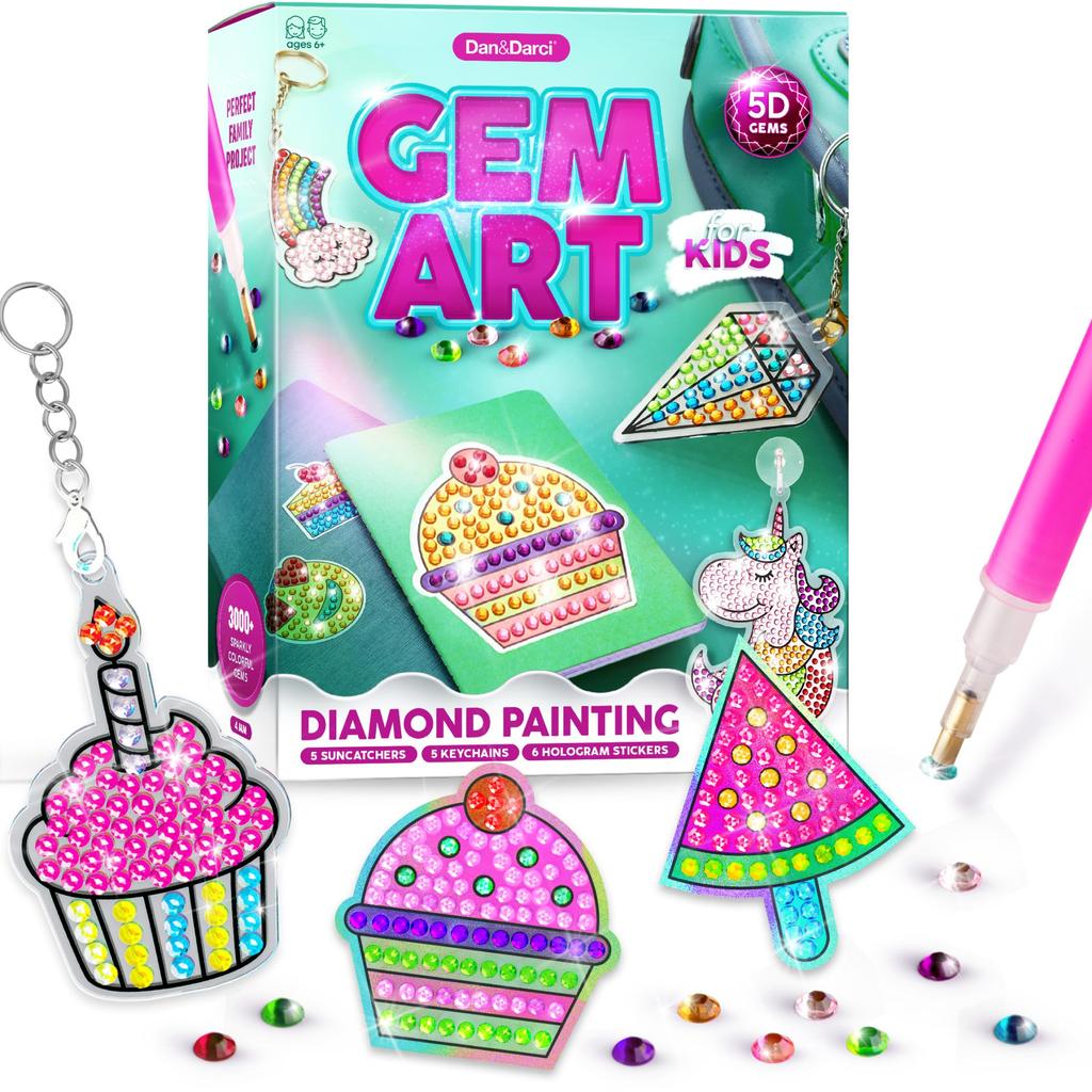 Gem Art Kids' Diamond Coloring Kit - Large 5D Gemstones - Art and Craft Kit for Girls and Boys Ages 6-12 - Gem Coloring Kit - Great Gift for Tweens,