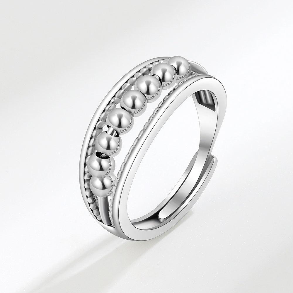 Anti Stress Anxiety Silver Ball Rings 925 Women Men Spinner Fidget Rings Vintage Gold Couple Anillos Jewelry Gift