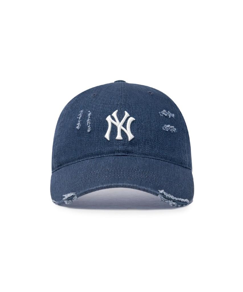 Emelbi Damaged Washed Unstructured Ball Cap Ny (Navy)