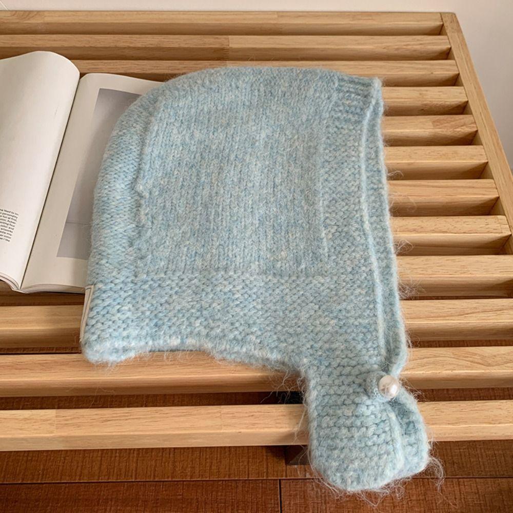 Coldproof Knitted Balaclava Hat Keep Warm Pullover Cap Sweet Neck Collar Beanies Cap  Winter