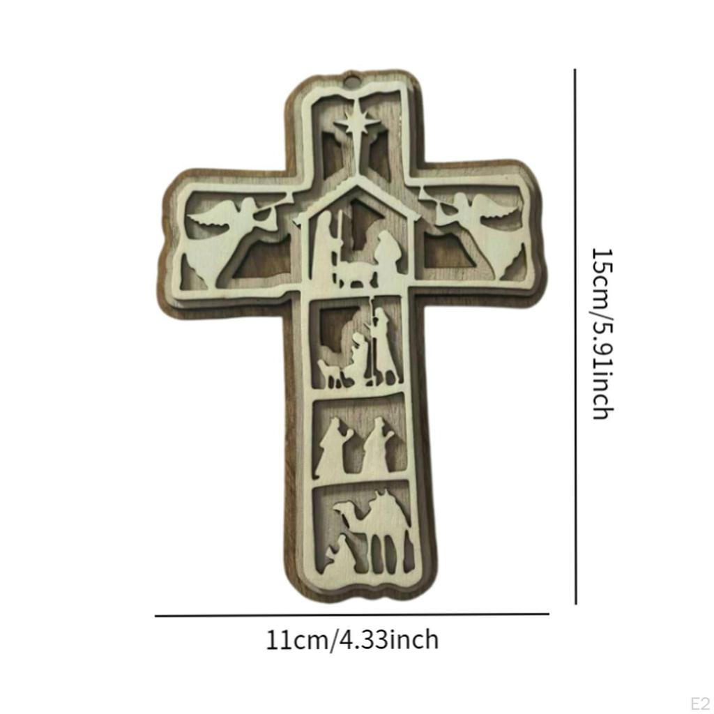 Christmas Tree Cross Decoration Hanging Pendant Decorative Indoor Gifts Wood Ornament Party