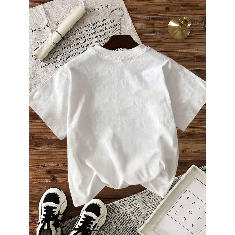 TH441 New Women's T-Shirt, CIAO Letter Design Print, Fashionable Casual Printed Tee, Neck Short Sleeve, Sweat-Absorbent and Breathable,
