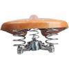 Retro Style Genuine Leather Bicycle Saddle with Spring Support and Replacement Pad